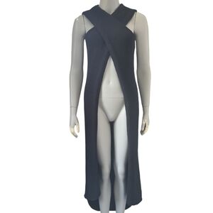 Asilio Black Chunky Knit Longline Lover CrissCross Sweater SzXS Black